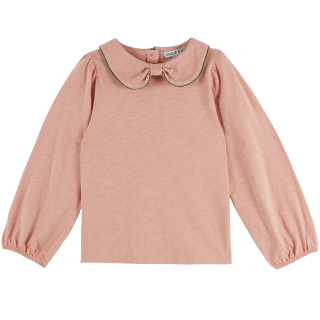 Emile et Ida Longsleeve Pink Bow Collar Sakura Olive Roze