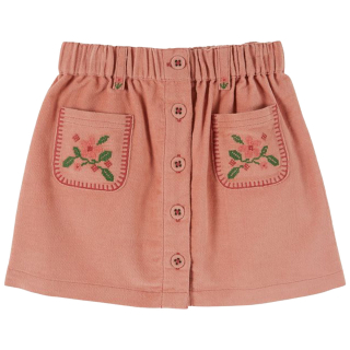 Emile et Ida Rok Embroidered Flower Pockets Sakura Roze