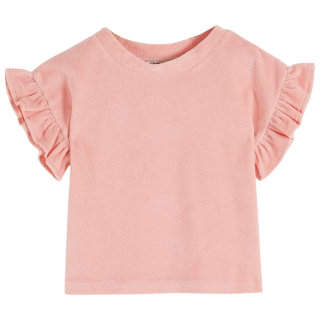 Emile et Ida t-shirt roze ruffle badstof