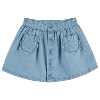 Emile et Ida Rok Denim Poches Fleurs Blue Delave Blauw