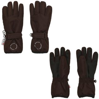 En Fant Handschoenen Coffee Bean Bruin model 240485, overzicht met buitenzijde en gripzijde van beide bruine winterhandschoenen.