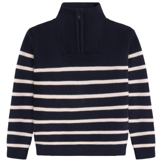 En Fant Sweater Gebreid Parisian Night Blauw Met Rits