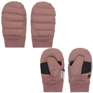 En Fant Wanten Burlwood Roze model 240487 in kleur 4330 Burlwood met voor- en achterzijde, brede gebreide boorden en zwarte gripvlakken.