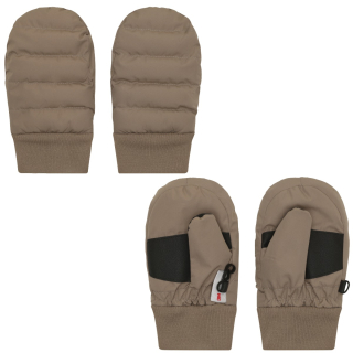 En Fant Wanten Pine Bark Bruin model 240487 in kleur 7021 Pine Bark, overzicht met voor- en achterzijde van beide kinderwanten.