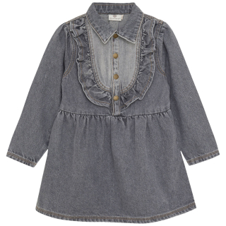 Enfant Jurk Grijs Ruffle Denim