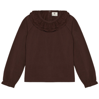 En Fant Longsleeve Deep Mahogany bruin met lange mouwen en dubbele rucheskraag