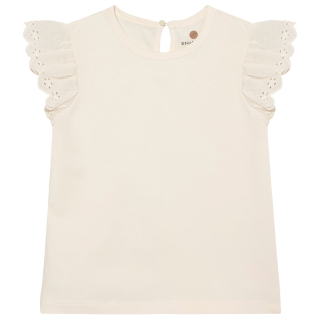 Enfant T-shirt creme ruffle pointelle
