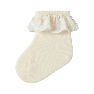 Lil Atelier sokken creme met kant baby ruches detail