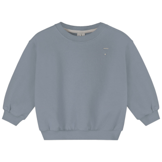 Gray Label baby sweater stone grey, achterkant, effen grijze sweatshirt met ribboorden en zachte stofstructuur