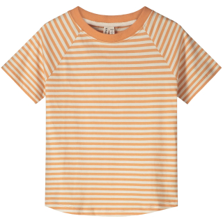 Gray Label T-shirt melon crème strepen met raglanmouwen en ronde hals, voorkant