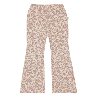 House Of Jamie Flared Broek Beige/Paars Bloemenprint