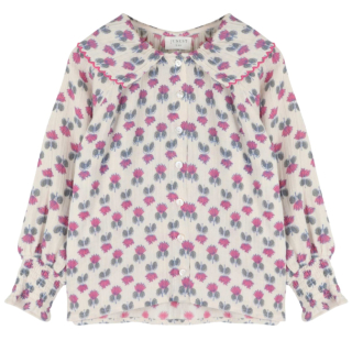 Jenest Blouse Katie Bloemenprint Creme van 100% duurzaam dubbelgaas katoen.