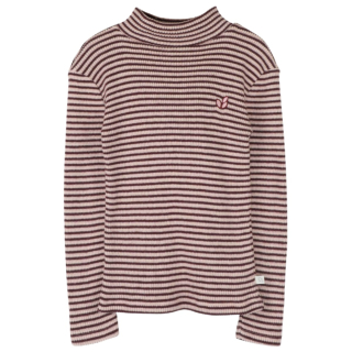 Jenest Longsleeve Tara Col Gestreept Roze Bordeaux