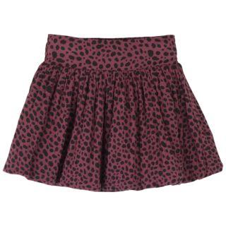Jenest Betty ballonrok bordeaux rood met zwarte panterprint voor meisjes.