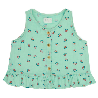 Jenest top groen bloemen