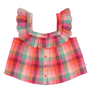 Jenest top roze/rood geruit