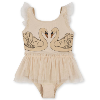 Konges Slojd Badpak Creme Zwanenprint Tulle Glitter