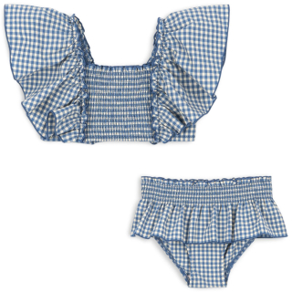 Konges Slojd Bikini Creme/Blauw Geruit Ruffle