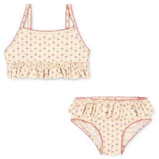 Konges Slojd bikini creme/roze bloemen met ruffle Tuli Coeur