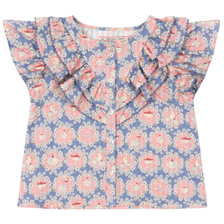 Konges Slojd blouse blauw/roze met bloemen snack time