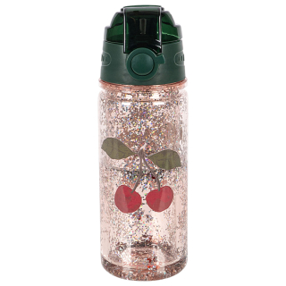 Konges Slojd drinkfles Cherry Glitter met kersenprint 350 ml