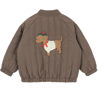 Achterzijde Konges Slojd Jas Juno Terry Hond Walnut Bruin met grote hondapplicatie