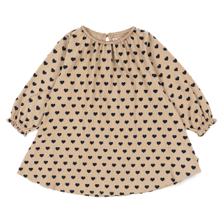 Konges Slojd Jurk Beige/Blauw Hartjes