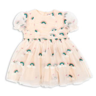 Konges Slojd Jurk Beige Tule Glitters Regenboog