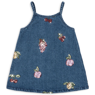 Konges Slojd Jurk Blauw Kers Citroen Druif Denim Pailletten