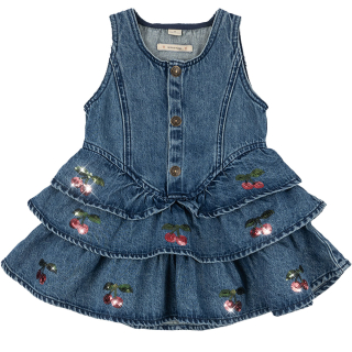 Konges Slojd Jurk Blauw Kersen Pailletten Denim