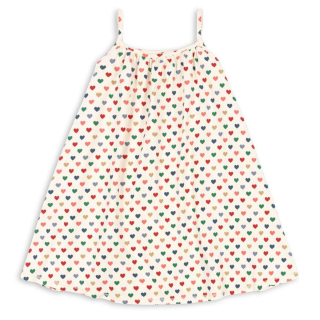 Konges Slojd Jurk Creme/Rood/Blauw Hartjes
