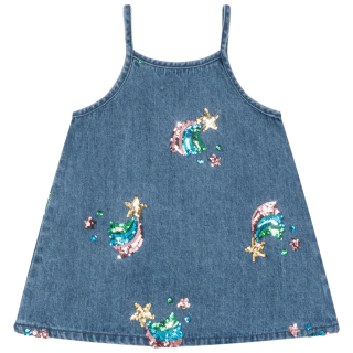 Konges Slojd jurk Magot Rainbow Star pailletten blauw