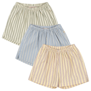Konges Slojd korte broek 3-pack groen/blauw/geel strepen