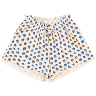 Konges Slojd Korte Broek Creme/Blauw Bloemen Ruffle