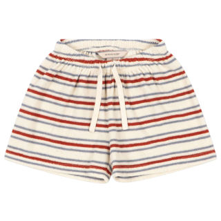 Konges Slojd Korte Broek Creme/Rood/Blauw Strepen Badstof