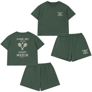 Konges Slojd Famo set Cilantro groen T-shirt en korte broek voor jongens