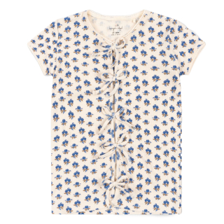 Konges Slojd T-shirt Creme/Blauw Bloemen Strikken