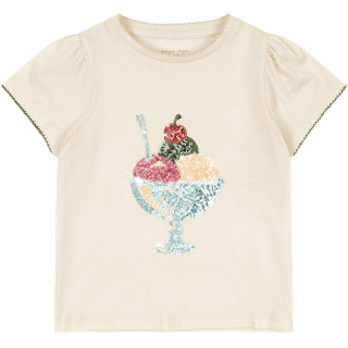 Konges Slojd T-shirt Creme Ijsje Pailletten