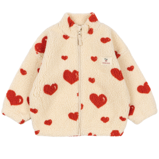 Konges Slojd Teddy Jas Jody Couer Amour creme met rode hartjes en ritssluiting