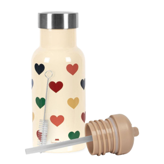 Konges Slojd Thermofles 350 Ml Creme/Rood/Blauw Hartjes