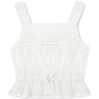 Konges Slojd Mora top optic white creme broderie meisjes top voorkant