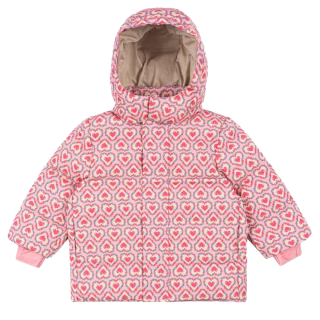 Konges Slojd Winterjas Roze/Creme Hartjes