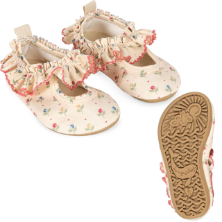 Konges Slojd zwemschoenen creme/roze bloemen met ruffle Tuli Coeur
