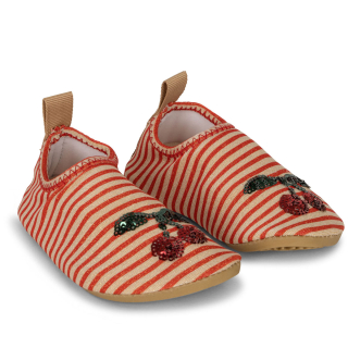 Konges Slojd Zwemschoenen Rood/Beige Glitter Kersenprint Pailletten