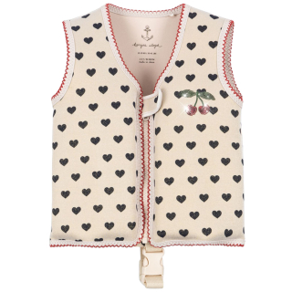 Konges Slojd zwemvest creme hartjes en kers glitter