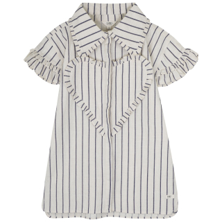 Labo de Colore jurk creme/blauw strepen hart Larah dresses short lavender grey