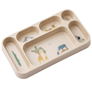Liewood Bord Met Vakjes Mosu Safari Dieren