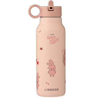 Liewood Falk drinkfles Wild Child Rosey 350 ml roze met konijntjesprint