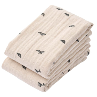 Liewood Hydrofiel Doek Creme Walvis 2-Pack