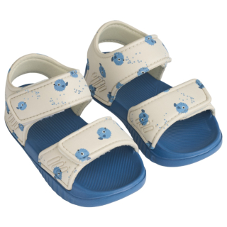 Liewood Blumer sandalen blauw met kogelvis print